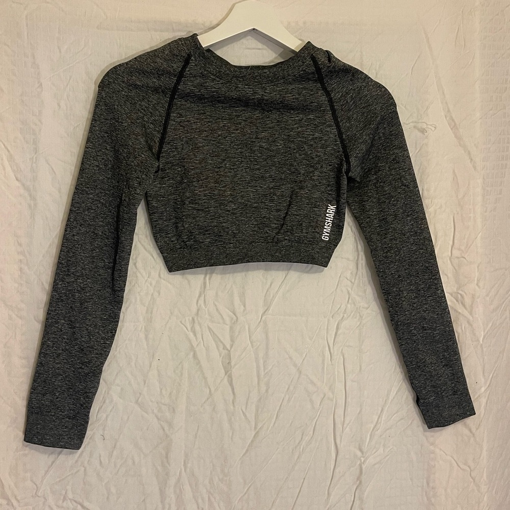 Gymshark Seamless Adapt Marl Longsleeve Crop in Gray